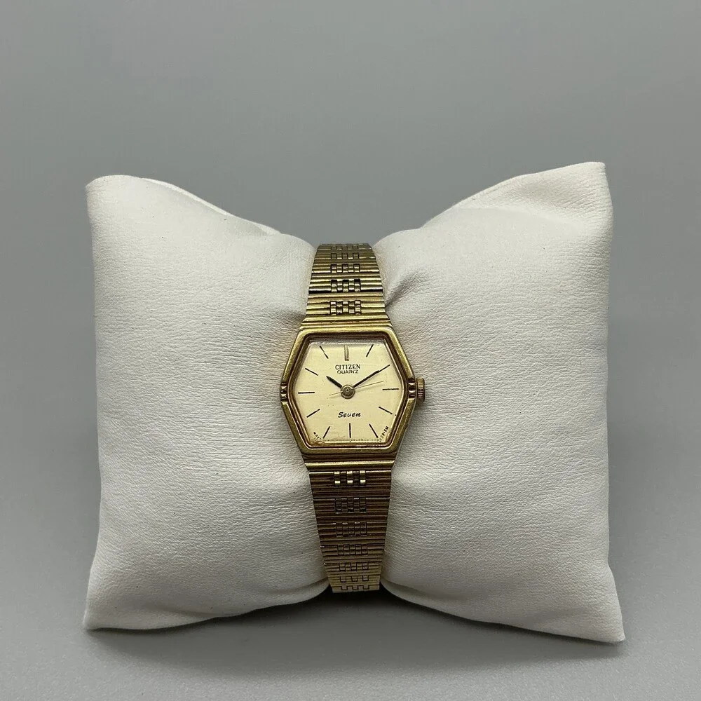 Vintage Citizen Seven Womens Watch 18mm Gold Tone 2030-94464D New Battery 6